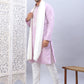 Men Collar Embroidered Straight Kurta Pyjama With Dupatta ( ANMKP DM-W1 168Purple )