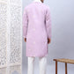 Men Collar Embroidered Straight Kurta Pyjama With Dupatta ( ANMKP DM-W1 168Purple )