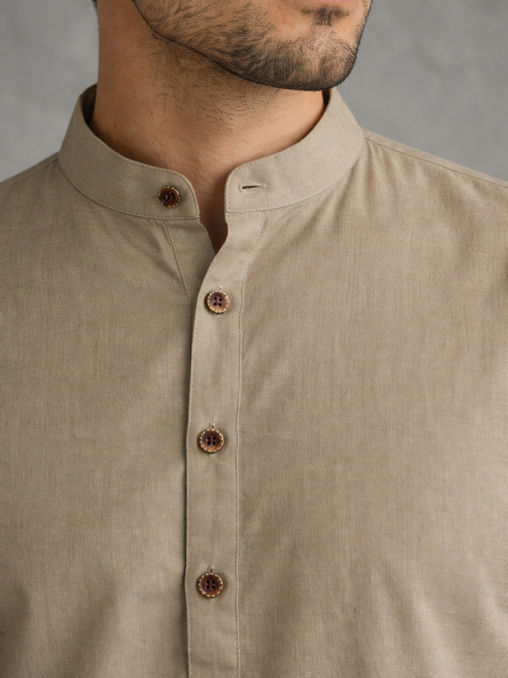 Men’s Solid Pure Cotton Short Kurta ( ANMSK 320Beige )