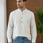 Men’s Solid Pure Cotton Short Kurta ( ANMSK 320White )