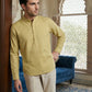 Men’s Solid Cotton Blend Short Kurta ( ANMSK 324Beige )