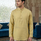 Men’s Solid Cotton Blend Short Kurta ( ANMSK 324Beige )