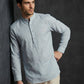Men’s Solid Cotton Blend Short Kurta ( ANMSK 324Sky )