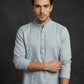 Men’s Solid Cotton Blend Short Kurta ( ANMSK 324Sky )