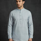 Men’s Solid Cotton Blend Short Kurta ( ANMSK 324Sky )