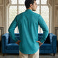 Men’s Solid Cotton Blend Short Kurta ( ANMSK 324Teal )