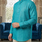 Men’s Solid Cotton Blend Short Kurta ( ANMSK 324Teal )