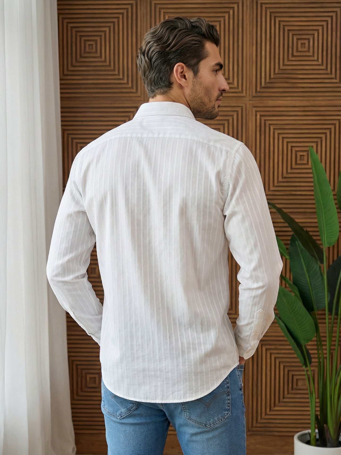Men’s Solid Cotton Blend Short Kurta ( ANMSK 324White )