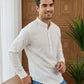 Men’s Solid Cotton Blend Short Kurta ( ANMSK 324White )