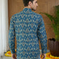 Men’s Printed Cotton Blend Kurta ( ANMSK 325Blue )