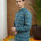 Men’s Printed Cotton Blend Kurta ( ANMSK 325Blue )