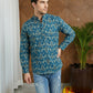Men’s Printed Cotton Blend Kurta ( ANMSK 325Blue )