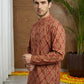 Men’s Printed Cotton Blend Kurta ( ANMSK 326Maroon )