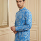 Men’s Printed Cotton Blend Kurta ( ANMSK 327Blue )
