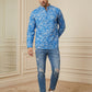 Men’s Printed Cotton Blend Kurta ( ANMSK 327Blue )