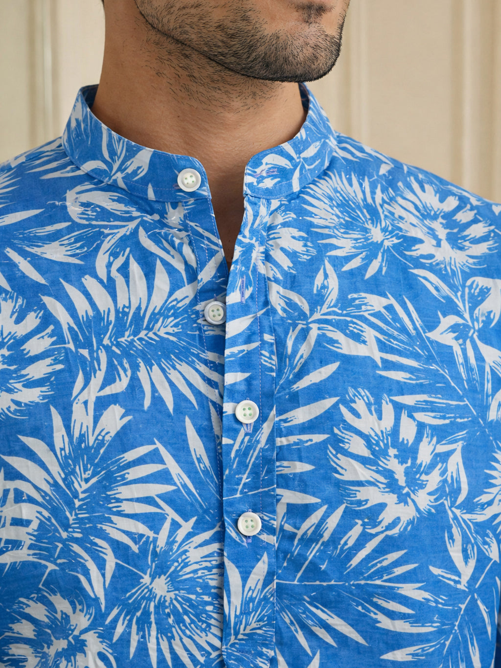 Men’s Printed Cotton Blend Kurta ( ANMSK 327Blue )