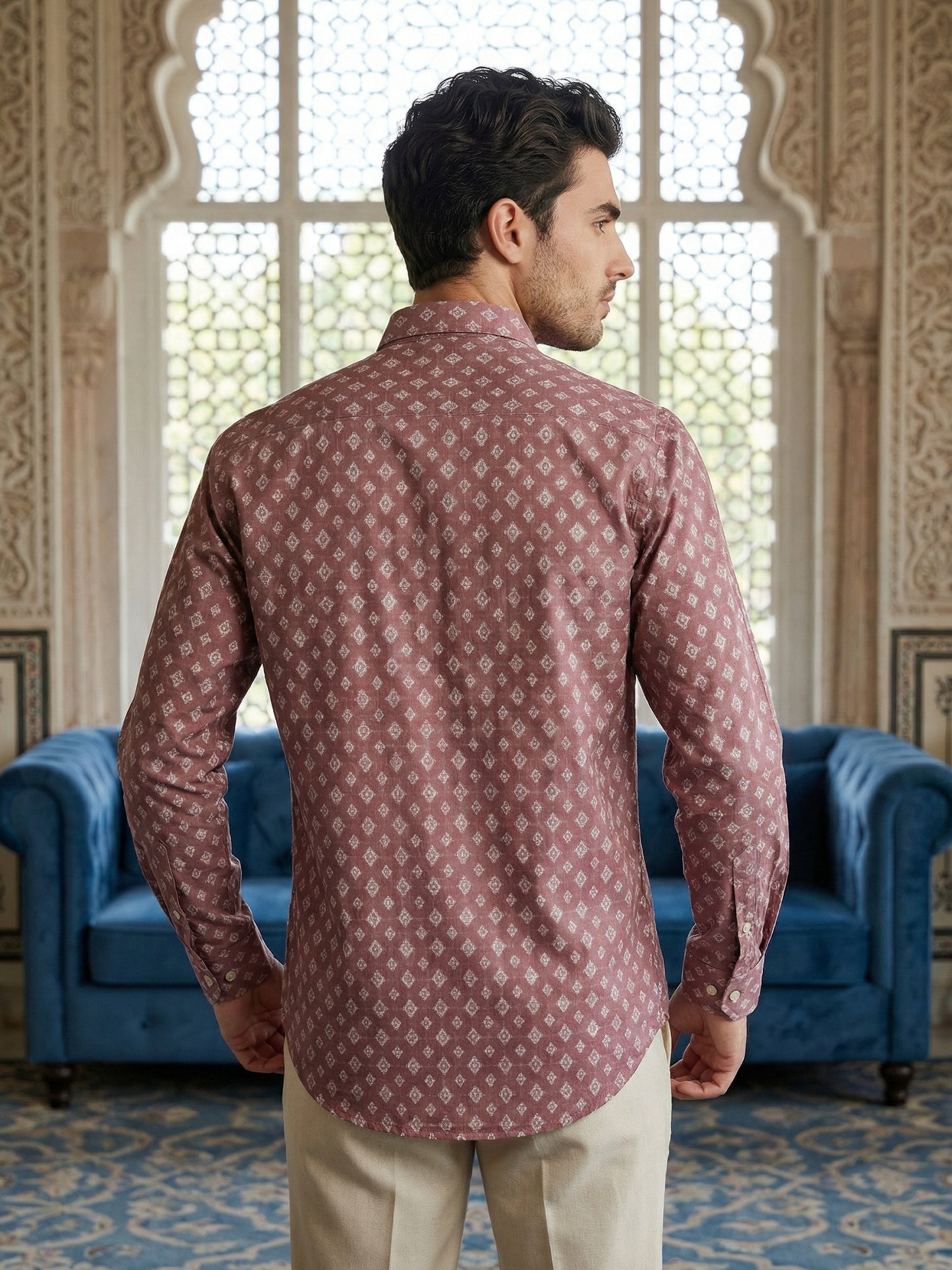 Cotton Blend Printed Short Kurta ( ANMSK 328Magenta )
