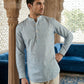 Cotton Blend Printed Short Kurta ( ANMSK 328Sky )