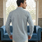 Cotton Blend Printed Short Kurta ( ANMSK 328Sky )