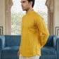 Cotton Blend Printed Short Kurta ( ANMSK 328Yellow )