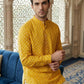 Cotton Blend Printed Short Kurta ( ANMSK 328Yellow )