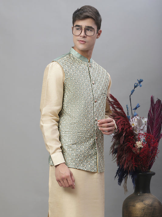 Embroidered Nehru Jacket ( ANMWC 7001Pista ) [RT] [ F9 ]