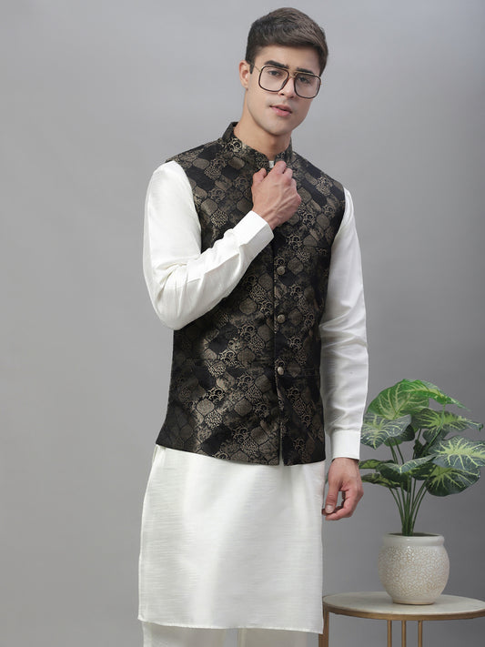 Woven Design Nehru Jacket ( ANMWC 7002Golden ) [RT] [ F9 ]