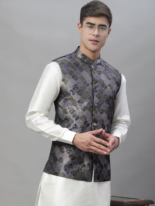 Woven Design Nehru Jacket ( ANMWC 7002Grey ) [RT] [ F9 ]