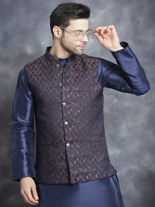Brown Embroidered Nehru Jacket ( ANMWC 7007Brown ) [RT] [ F3 ]