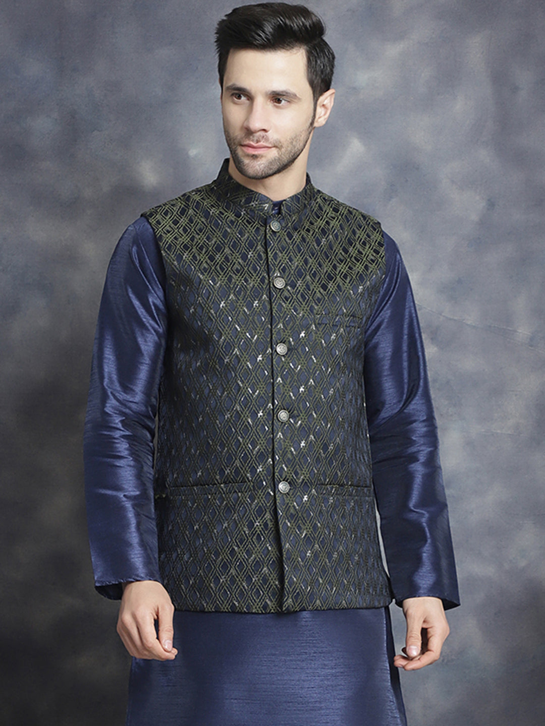Mehndi Embroidered Nehru Jacket ( ANMWC 7007Mehndi ) [RT] [ F3 ]
