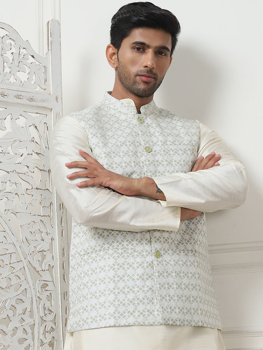 Woven Design Nehru Jacket. ( ANMWC 7015Pista ) [RT] [ E9 ]