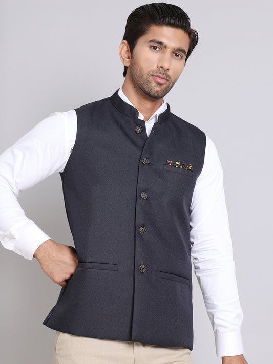 Solid Nehru Jacket For Men ( ANMWC 7016Black ) [RT] [ E9 ]