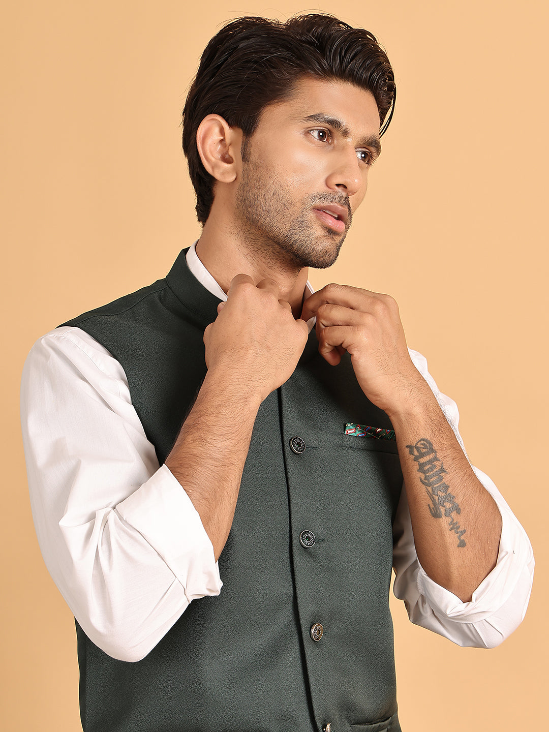 Solid Nehru Jacket For Men ( ANMWC 7016Olive ) [RT] [ E9 ]