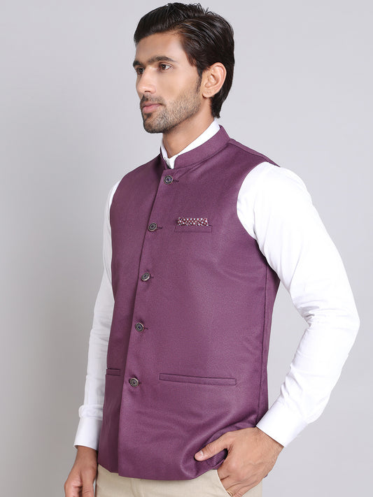 Solid Nehru Jacket For Men ( ANMWC 7016Purple ) [RT] [ E9 ]