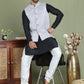 Men's Woven Design Nehru Jacket ( ANMWC 7019Silver ) [RT] [ E2 ]