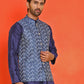 Men's Printed Nehru Jacket ( ANMWC 7020Blue ) [RT] [ E7 ]