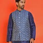 Men's Printed Nehru Jacket ( ANMWC 7020Blue ) [RT] [ E7 ]