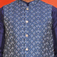 Men's Printed Nehru Jacket ( ANMWC 7020Blue ) [RT] [ E7 ]