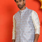 Men's Woven Design Nehru Jacket. ( ANMWC 7025Sky ) [RT] [ E2 ]