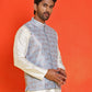 Men's Woven Design Nehru Jacket. ( ANMWC 7025Sky ) [RT] [ E2 ]