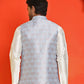 Men's Woven Design Nehru Jacket. ( ANMWC 7025Sky ) [RT] [ E2 ]