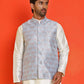 Men's Woven Design Nehru Jacket. ( ANMWC 7025Sky ) [RT] [ E2 ]