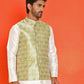 Men's Woven Design Nehru Jacket. ( ANMWC 7025Yellow ) [RT] [ E2 ]
