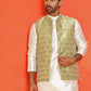 Men's Woven Design Nehru Jacket. ( ANMWC 7025Yellow ) [RT] [ E2 ]