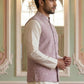 Men Floral Embroidered Velvet Nehru Jacket ( ANMWC 7030Purple )