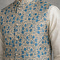 Floral Printed Silk Blend Nehru Jacket ( ANMWC 7031Blue )
