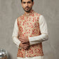 Floral Printed Silk Blend Nehru Jacket ( ANMWC 7031Red )