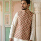 Floral Printed Silk Blend Nehru Jacket ( ANMWC 7032Red )