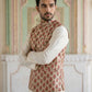 Floral Printed Silk Blend Nehru Jacket ( ANMWC 7032Red )