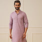 Men Purple Chikankari Embroidered and Sequence Kurta Only